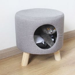 Multifunctional Cat Bed Closed Four Seasons Universal Cat House Stool Solid Wood Small Kennel Cat House