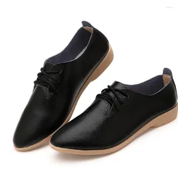 Casual Shoes Spring Women Oxfords Moccasins Flats Woman Lace-up Solid Colour Loafers Ladies Driving Plus Size 44