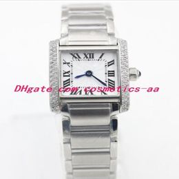 Top Sapphire Ladies Watch Quartz Luxury W5200013 20mm Crystal White Rectangle Big Diamonds Case Stainless Steel Women's Watches 245h