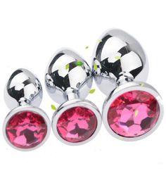 Factory 1 Large 1Medium 1Small sizes Stainless Steel Attractive Butt Plugs Rosebud Anal Sex Jewelry Jewelled buttplugs M2689279