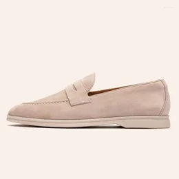 Casual Shoes Italian Style Men's Loafers Classic Solid Colour High-quality Suede Comfortable Flat Bottomed Leather Strip Decoration
