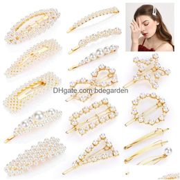 Hair Clips & Barrettes 16Pcs Pearl Clip For Elegant Hairpin Snap Barrette Hairclips Korean Design Hairpins Accesories Drop Delivery J Dhpdm