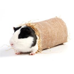 Rabbit Hideaway Toy Grass Straw Bunny Toy Tunnel Hamster Accessories for Guineapig Chinchilla Ferret Rats Rodent Animal Pet Cage