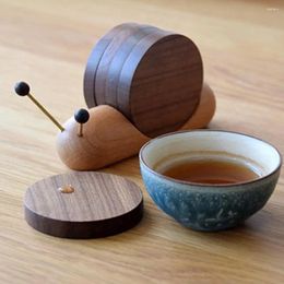 Table Mats Home Office Coasters Wooden Snail Set For Protection Decor Drink Bar Restaurant Heat Resistant