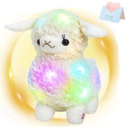 30cm Light Up White Lamb LED Stuffed Animals Sheep Soft Plush Toy Birthday Goat Pillow Holiday Easter Glow Gift for Kids Girls 240530