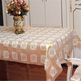 Table Cloth 373 Golden Natural PVC Tablecloth Tea Cup Mat Cover Runner Water Oil Proof Dining Antependium Kitchen Gift