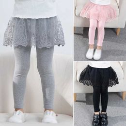 Leggings Tights Trousers Baby girls wearing lace princess leggings spring and autumn childrens ultra-thin leggings 2-7 years of childrens casual clothing WX5.29