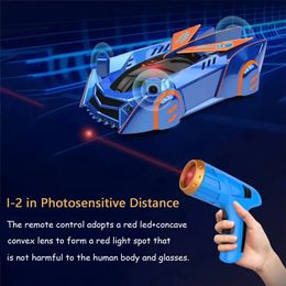 RC Car Stunt Infrared Laser Tracking Wall Ceiling Climbing Follow Light Remote Control Drift Electric Anti Gravity Toys 240530