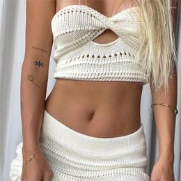 Work Dresses Zoctuo Ribbed Knit Y2K Two Piece Sets For Women Summer Strapless Top And Bodycon Maxi Skirt Outfits Beach Vacation Holiday Club