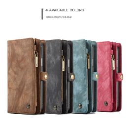 Cases Caseme Magnetic Leather Wallet Cases Zipper Detachable Removable Cover For iphone14 13 12 11 Pro Max XS XR 8 7 6S Plus