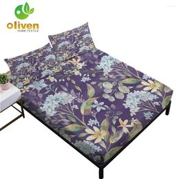 Bedding Sets Jungle Flowers Painted Set Plant Leaves Printed Sheet Deep Pocket Fitted Bed Linens Flat Pillowcase D20
