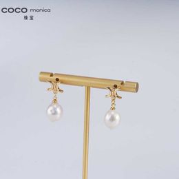 Crystal clear high quality women's Celins earrings 925 Silver Light Luxury Simple Versatile Pearl Earrings have logo 2QZ3