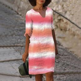 Casual Dresses For Women Summer Plus Size Women'S Vintage Print V Neck Maxi Dress Short Sleeve Woman Clothing