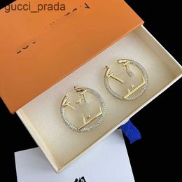 New style simple letters with hollow diamond earrings Personalised design earrings