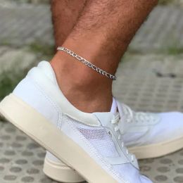 Anklets Figaro Chain Anklet,Figaro Chain Ankle 14K White Gold Bracelet for Men Women,Everyday Dainty Anklet,Adjustable