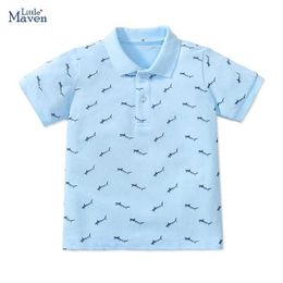 Polos Polos Litt Maven 2024 childrens clothing T-shirt summer cartoon shark polo shirt baby boy casual childrens clothing cotton WX5.29