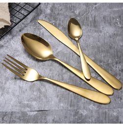 Fork Spoon Steak Travel Dinnerware Set 4PcsSet Gold Cutlery Knife Flatware Set Stainless Steel Tableware Western Dinnerware TQQ B5923940