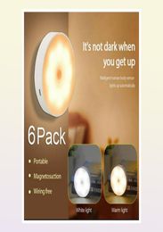 6 Beads USB Recharge Human Body Infrared Sensor Night Light LED with switch Cabinet Closet Wall Lamp for Bedroom Bedside Stair Toi4138130