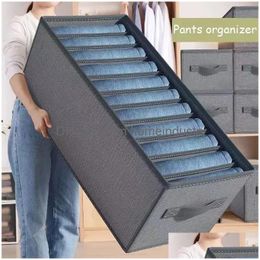 Storage Boxes & Bins Closet Organiser Jeans Organisation Box Clothing System Der Organisers Cabinet Pants 231205 Drop Delivery Home Ga Dhdca