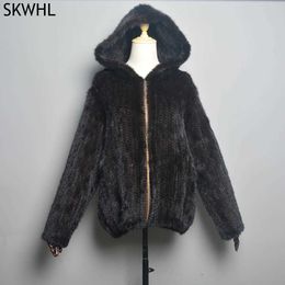 Women's Fur Faux Fur New Style Women Genuine Mink Fur Jacket Coat Winter Warm Fashion Casual Real Fur Coat Lady Warm Soft Knitted Mink Fur Outwear z240530C9CN