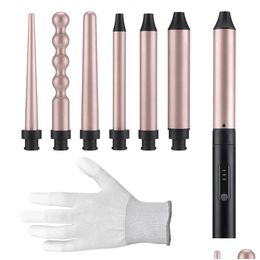 Curling Irons 5 In 1 Hair Curlers Care Styling Wand Iron Curler Set Styles Tool Mtifunctional Barrel Rotating 240226 Drop Delivery Pro Dh1Cp