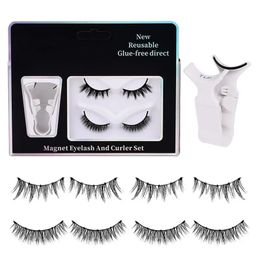 Magnetic eyelashes with natural appearance 2 pairs of reusable fake eyelashes with tweets soft cluster eyelashes easy for women and girls to wear 240510