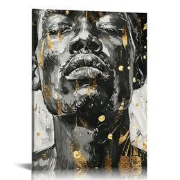 3 Piece Abstract Black Women Wall Art Modern African American Girl Painting Canvas Prints for Hotel Bedroom Living Room Decoration Ready to Hang