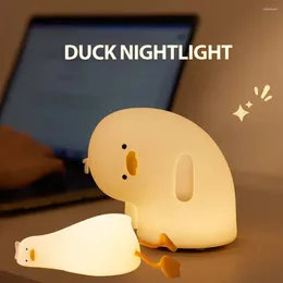 Table Lamps Led Lamp Duck Night Light Cute Desk Decoration For Bedroom Bedside Reading Holiday Child Gift Silicone Cartoon USB