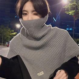 Scarves Poncho Cloak Autumn And Winter Split High Neck Shawl Wrapped With Women's Korean Versatile Knitted Cape