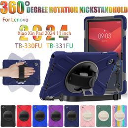 Shockproof Armour Tablet Cover Cases Lenovo Xiaoxin Pad 11 inch TB-331FC Rotation Hand Strap Shoulder Strap Kickstand Rugged Protective Case with Screen Protector