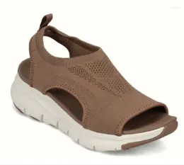 Casual Shoes Women Sandals Summer Mesh Ladies Wedges Solid Color Hollow Platform Open Toe Slip-On Female Sandalias Light Comfort