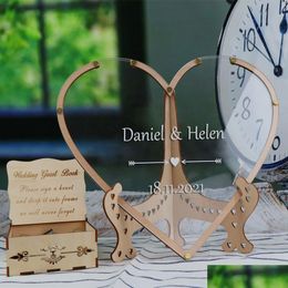 Other Event & Party Supplies Custom Heart Unique Wedding Guest Book Decoration Memory Personalized Name Drop Box Signature Acrylic Alt Dhn1T