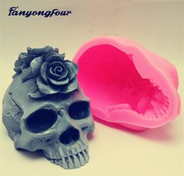 3D rose skull silicone mold fondant cake mold resin plaster chocolate candle candy mold T2005241100633