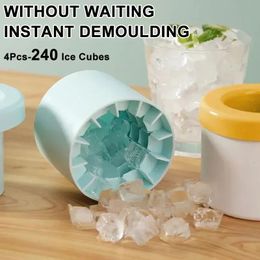 Food Grade Silicone Ice Mould Round Cylinder Cube Making Freeze Quickly Safety Bucket Cup Kitchen Whiskey Beer Maker 240530