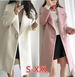 Women039s Fashion Winter Autumn Wool Trench Coat Solid Color Thick Outwear Jacket Overcoat Long Coats4351744