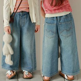 Spring Autumn Girls Loose Wide Leg Jeans Pants Kids Denim Trousers Casual For Teenagers Girl Children Clothes F4053