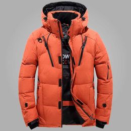 Men's Down Parkas New Down Jacket Men Hooded White Duck Winter Coat Thicken Warm Windproof Parkas Man Travel Camping Overcoat Solid Color Clothing z240530