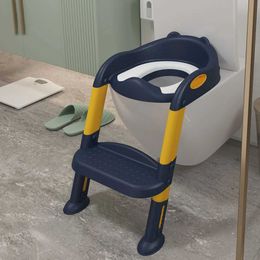 Potties Seats Adjustable step stool for childrens toilet seat with handle plastic cushion foldable chair Q240529