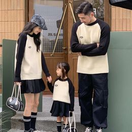 Family Matching Outfit Winter Mother and Daughter Fashion Knit Jumper Skirts Two Piece Sets Korean Father Son Sweater Clothes 99e10d
