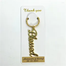 Party Favor Customized Blessed Metal Keychain Wedding Pendant Decoration Good Return Gifts For Birthday Bride Shower 50 PCs