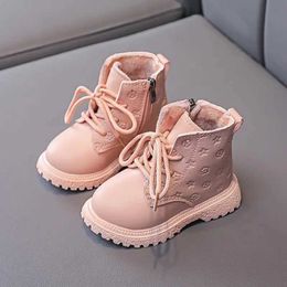 Boots Bota Kid Boots Kid Fashion Boots Autumn Winter Boys British plush short boots Girl Ankle Boots French boy/girl boot Kid Shoes WX5.29