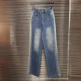 Basic & Casual Dresses Ss24 Spring/summer Niche Design with Beaded Decorations Brushed Edges, Exquisite Fashionable Milk Blue Jeans