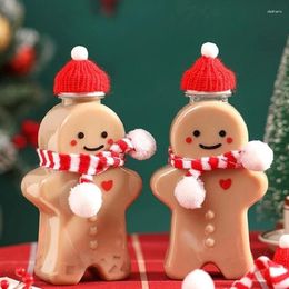 Water Bottles Cute Gingerbread Man Drinking Cup Portable Shaker Drink Bottle Kitchen Milk Tea Home Couple Christmas Gifts