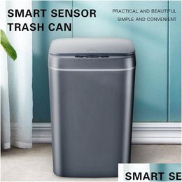 Waste Bins 12/14/16L Intelligent Trash Can Matic Sensor Dustbin Smart Electric Bin Home Rubbish For Kitchen Bathroom G Drop Delivery Dhzex