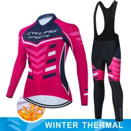 Sets Cycling Jersey Sets Women set Pro Team Uniform Cycle Road Bike Winter Thermal Fleece Clothing Sportswear Mtb Male Short Clothes 23