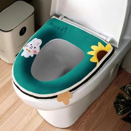 Toilet Seat Covers Anti-fouling Waterproof In The Back Cartoon Embroidery Zipper Thicken All Inclusive Mat Bathroom Accessories