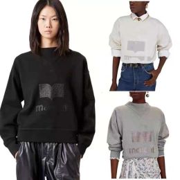 Sweatshirts Isabel Marant Designer Cotton Hoodie for Women Long Sleeve, Slim Fit, Letter Print Casual Sweatshirt