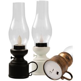 LED Rustic Oil Lamp Vintage Fake Swinging Flames Candle for Indoor Home Christmas New Year Decor Lighting Plastic Kerosene Lamp