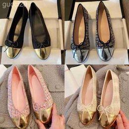 Ladies Casual Shoes for Women Loafers Dress Shoe Stitching Ballerinas Falts Lambskin Fabric Ballet Flat Sandal Summer Slides Luxury Slide Lady Leather L B0UK