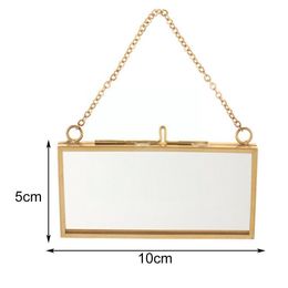 Antique Brass Hanging Photo Frame Metal Glass Portrait Vintage Picture Frames Holder Double Sided Gift Bronze For Home Deco A4j5